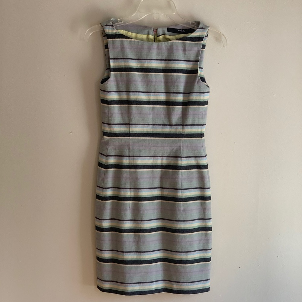 Cut25 striped sheath dress size 0 sleeveless grey